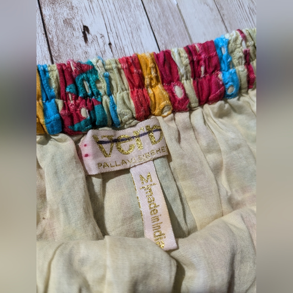 Anthropologie Verb Rainbow Vertical Stripe Ruffle Wrap Skirt M - Picture 14 of 16